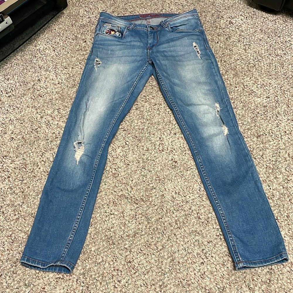 Vintage y2k Ed hardy distressed slim cut jeans